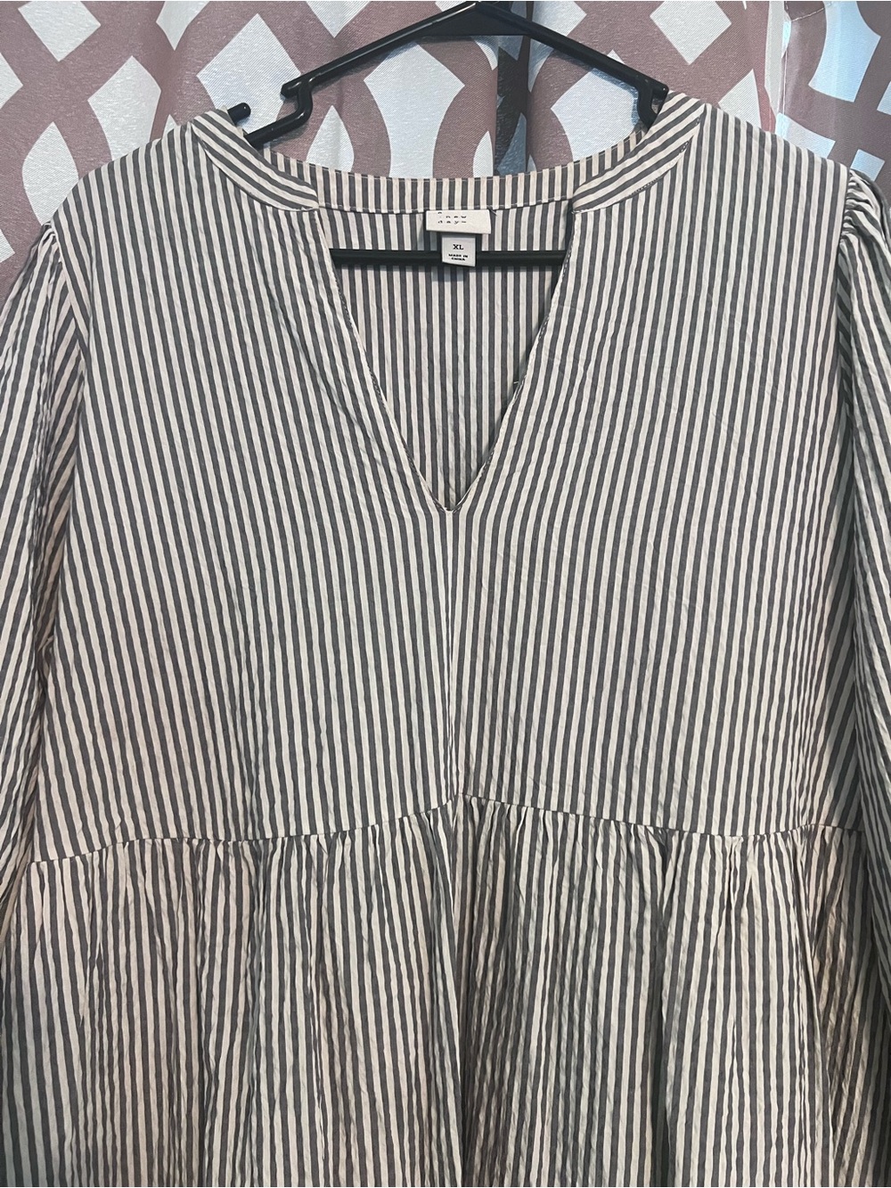 A New Day Striped V-Neck Tiered Maxi Dress in cream and navy - Picture 4 of 7